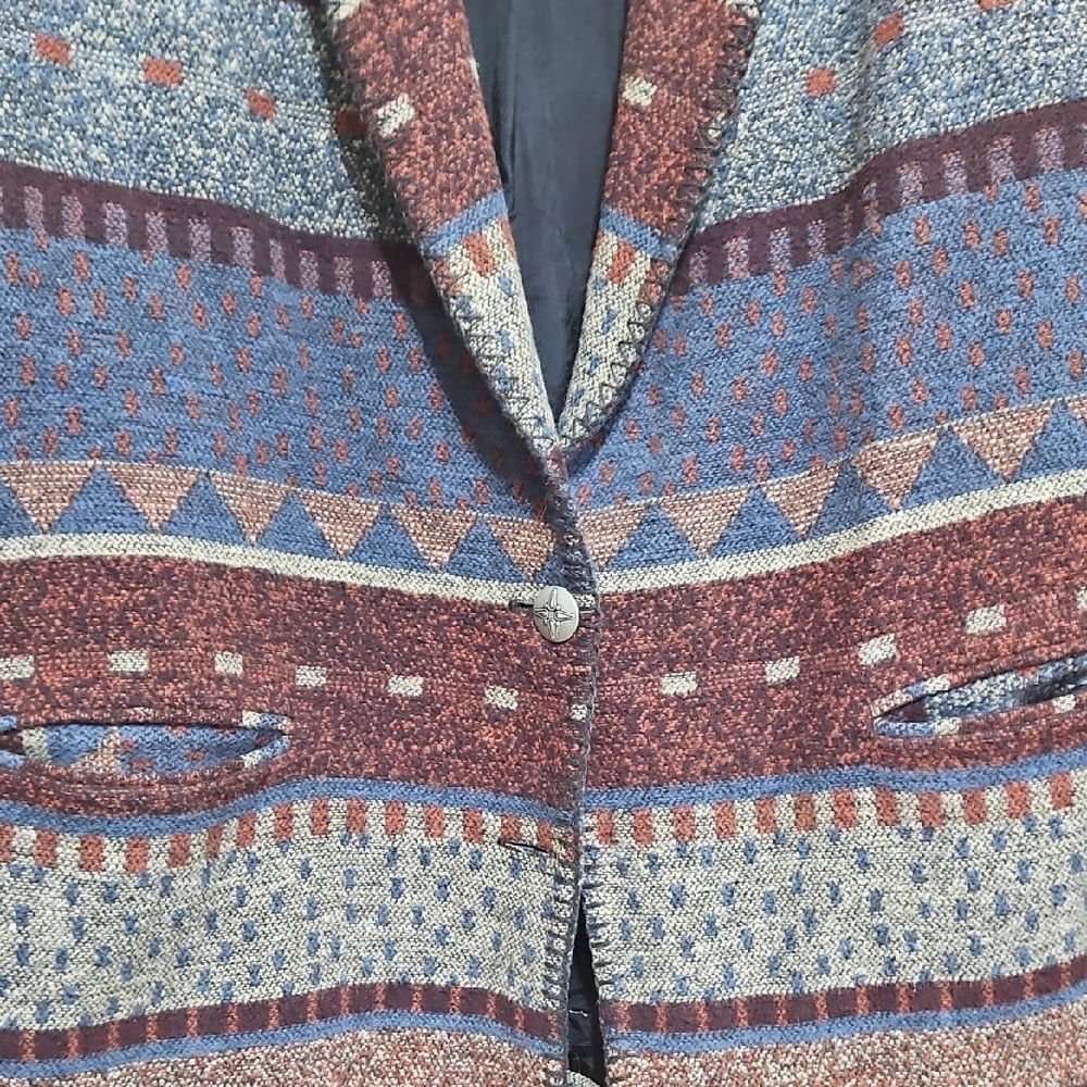 Pendleton Blue and Brown Patterned Blazer - image 8